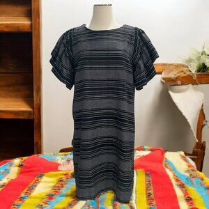 Moon River B/W Striped Flutter Sleeve Dress M Cotton Aldegon Blend Casual HOCO